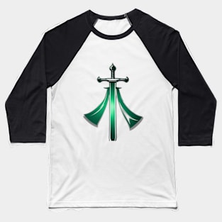 Sword Emerald Green Shadow Silhouette Anime Style Collection No. 351 Baseball T-Shirt